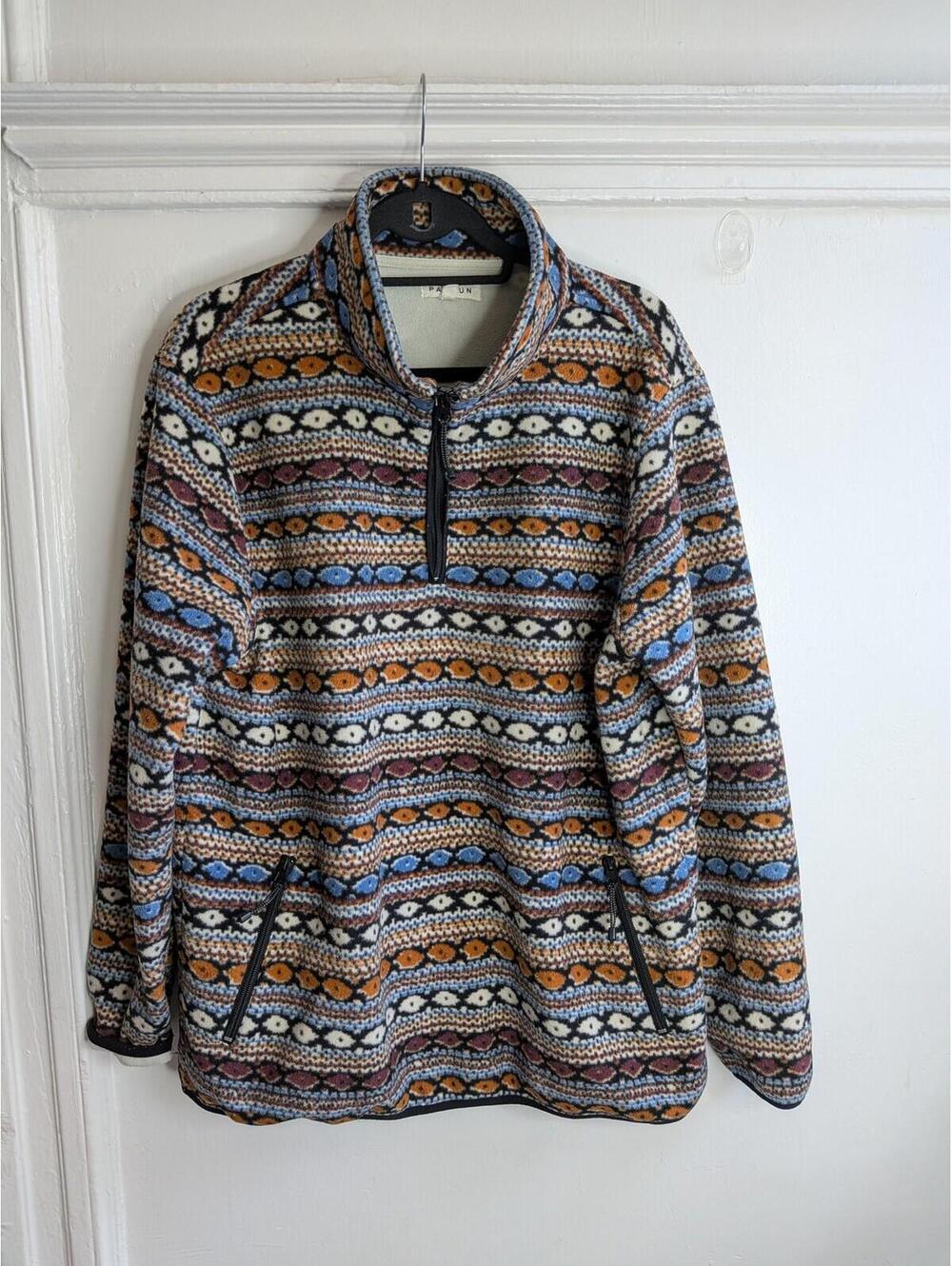 PacSun Aztec Fleece Pullover Half Zip Gorpcore Western Southwest Vintage Boho L